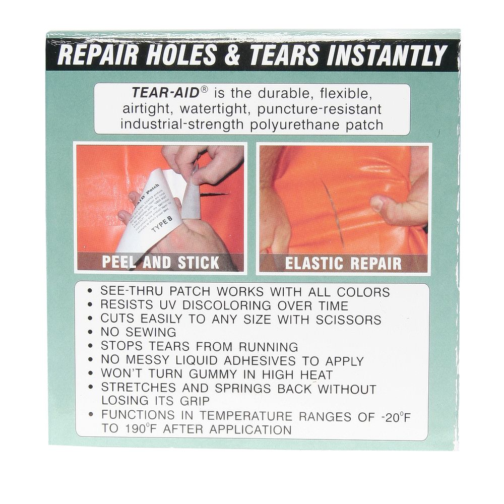 Tear Aid type B equivalent repairs for zorbs Patch-Tape ponds and awnings 